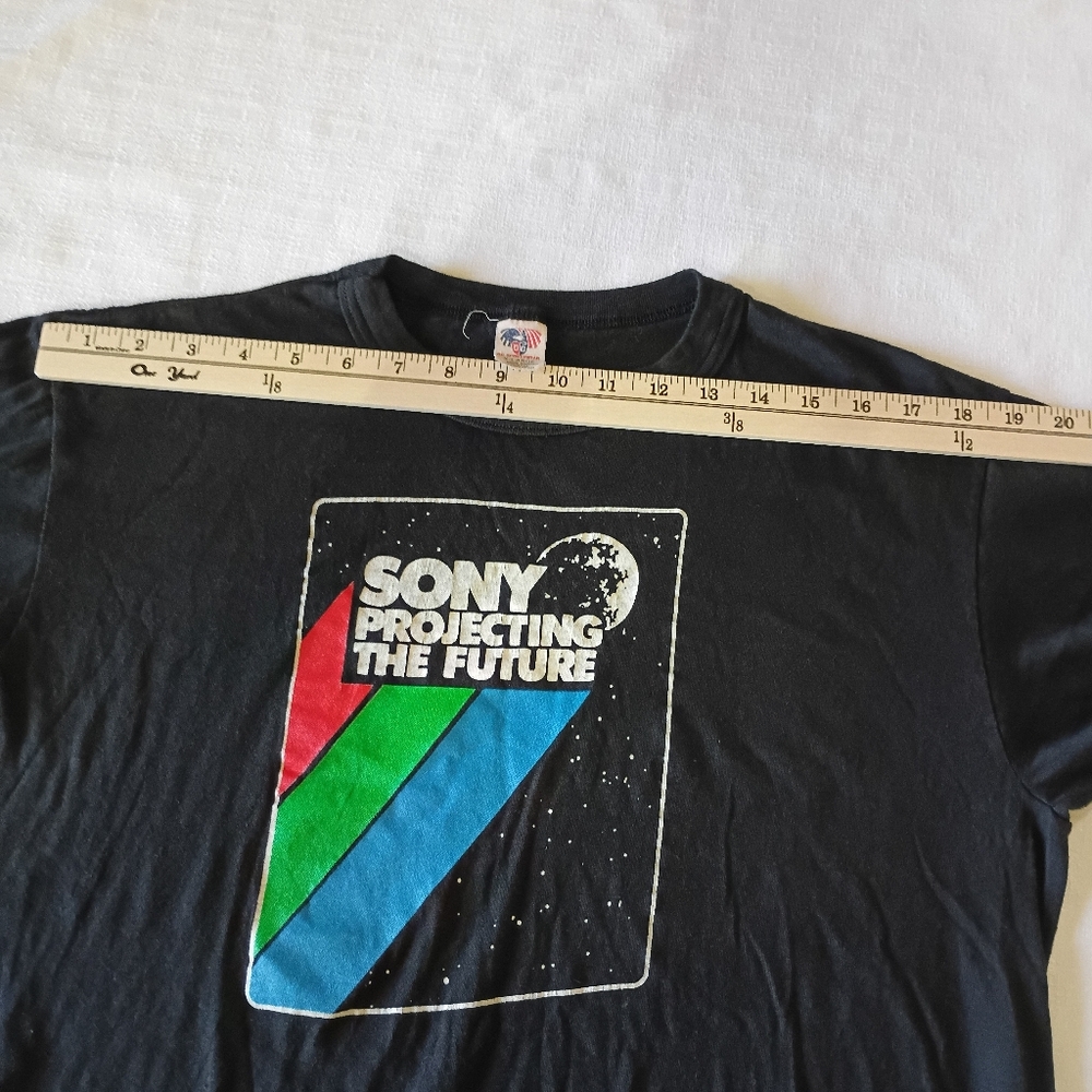 DG Sportswear XL black Vintage 90s Sony T-shirt Sony Projecting the Future short - Picture 9 of 10